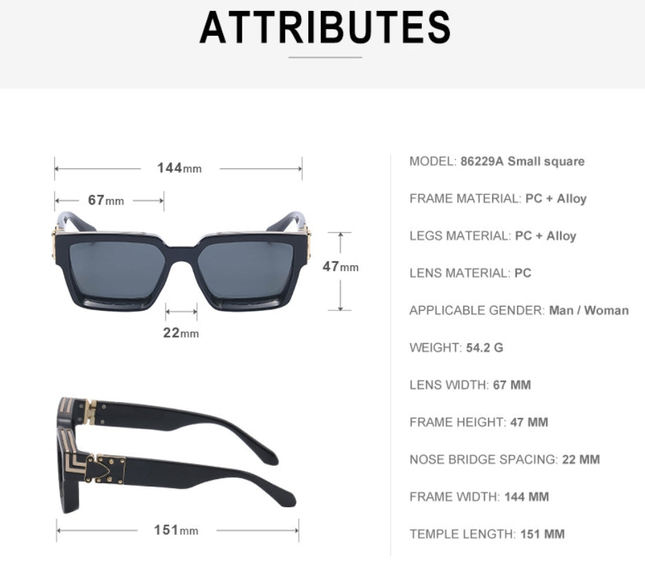 Schwarze quadratische Sonnenbrille mit UV-Schutz