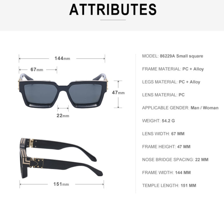 Schwarze quadratische Sonnenbrille mit UV-Schutz