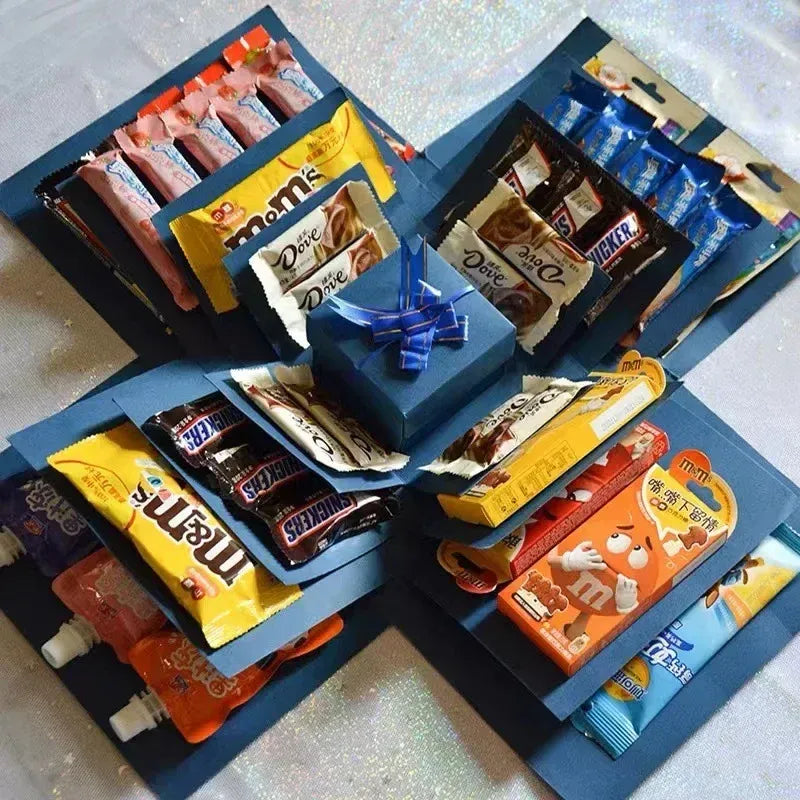 Luxuriöse Überraschungs-Geschenkbox mit Süßigkeiten und Schokolade – Originelles Geschenk