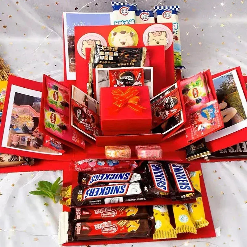 Luxuriöse Überraschungs-Geschenkbox mit Süßigkeiten und Schokolade – Originelles Geschenk