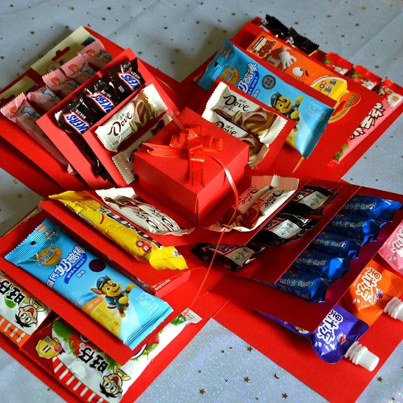 Luxuriöse Überraschungs-Geschenkbox mit Süßigkeiten und Schokolade – Originelles Geschenk