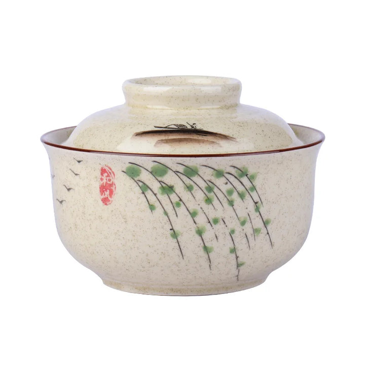 Japanischer Stil Ramen Schüssel mit Deckel Keramik Nudelschüssel Geschirr | Karnz