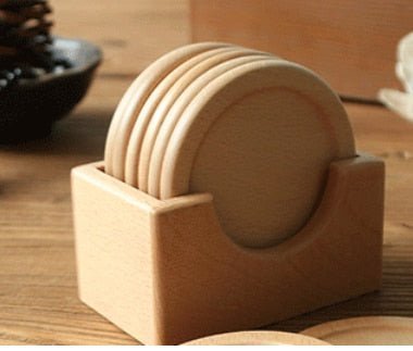 Japanischer Stil Sechs-Teile Holzuntersetzer Set - Umweltfreundlich | Karnz