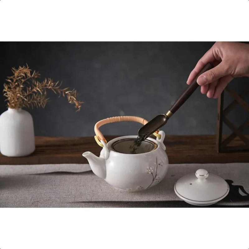 Japanische Teekanne Weiße Porzellan Chinesische Teekanne mit Edelstahl-Infuser | Karnz