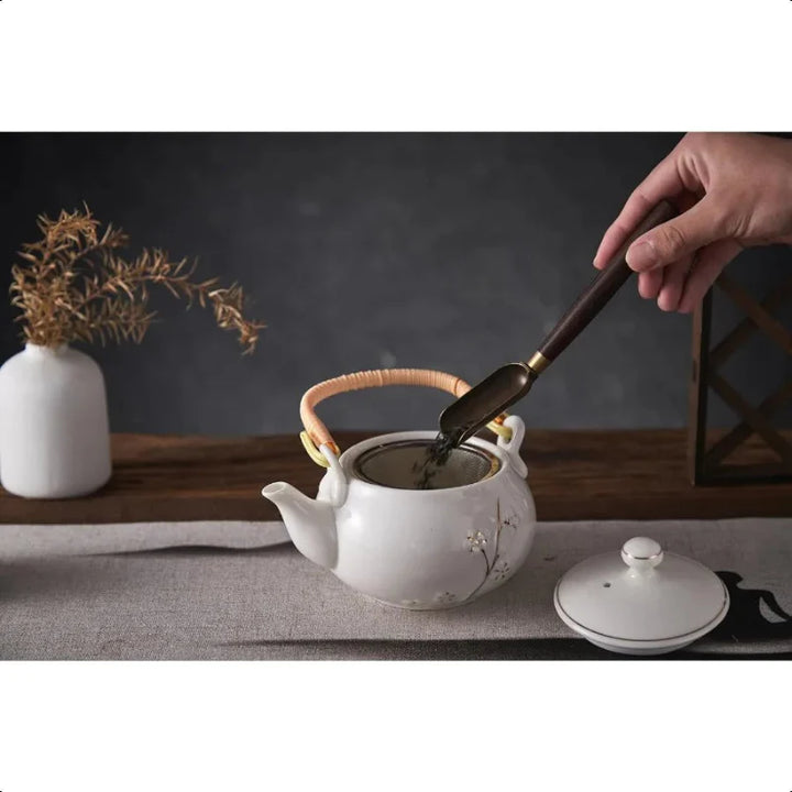 Japanische Teekanne Weiße Porzellan Chinesische Teekanne mit Edelstahl-Infuser | Karnz