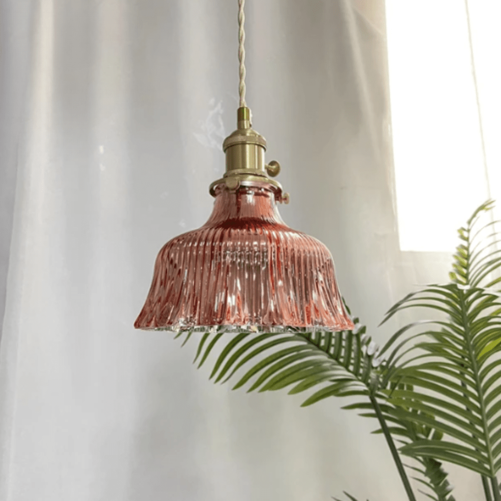 Vintage Skandinavische Glas Pendelleuchte | Retro-Design mit Kupfer- und Walnuss-Finish für Esszimmer und Schlafzimmer | Karnz