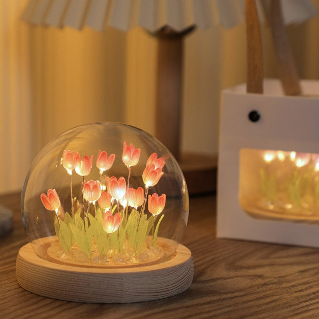 Tulpen Nachtlicht LED mit Batterien – Beruhigendes kabelloses Licht für Schlafzimmer und Kinderzimmer | Karnz