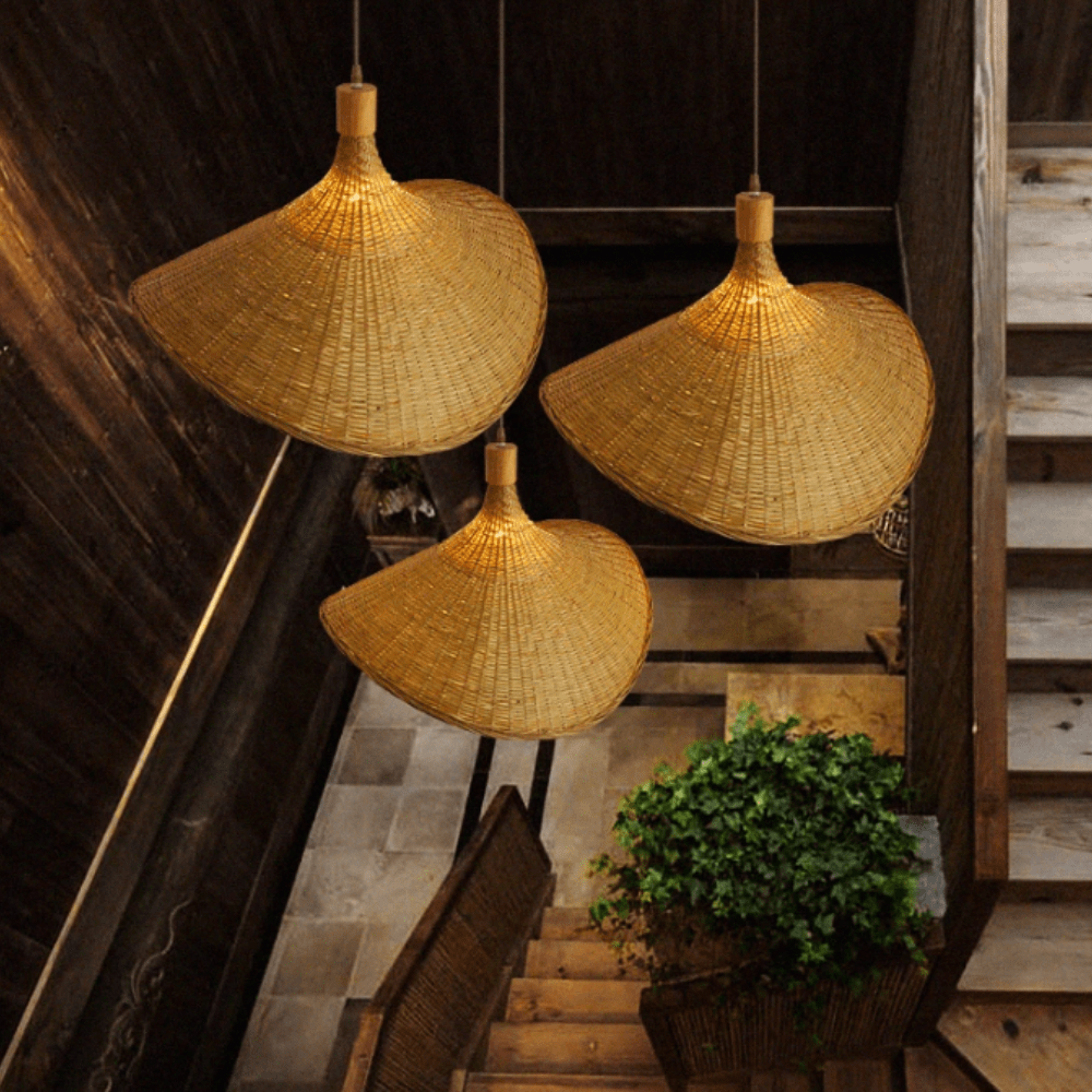Natürliche Rattan-Hängelampe | Rustikale Beleuchtung für Wohnzimmer & Esszimmer | Handgefertigtes Design | Karnz