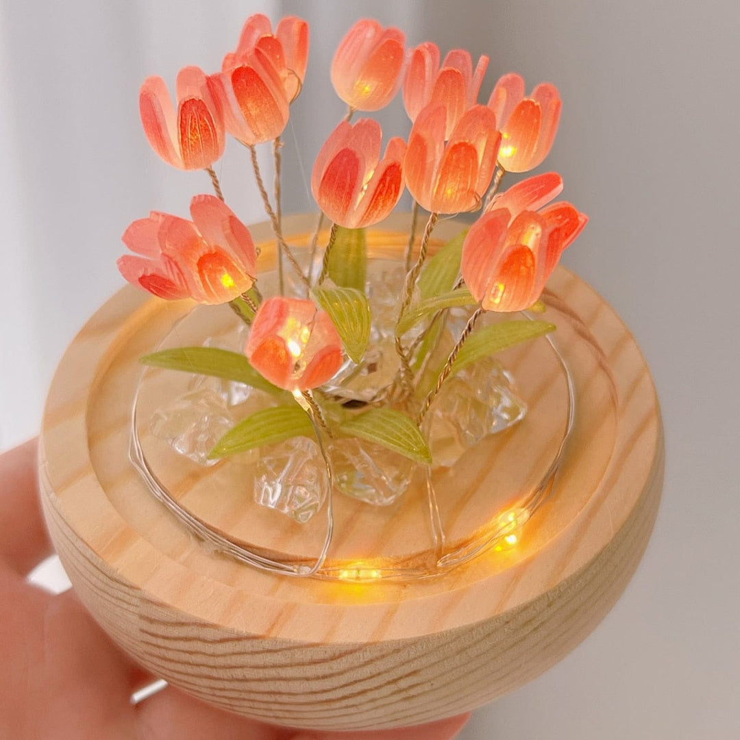 Tulpen Nachtlicht LED mit Batterien – Beruhigendes kabelloses Licht für Schlafzimmer und Kinderzimmer | Karnz