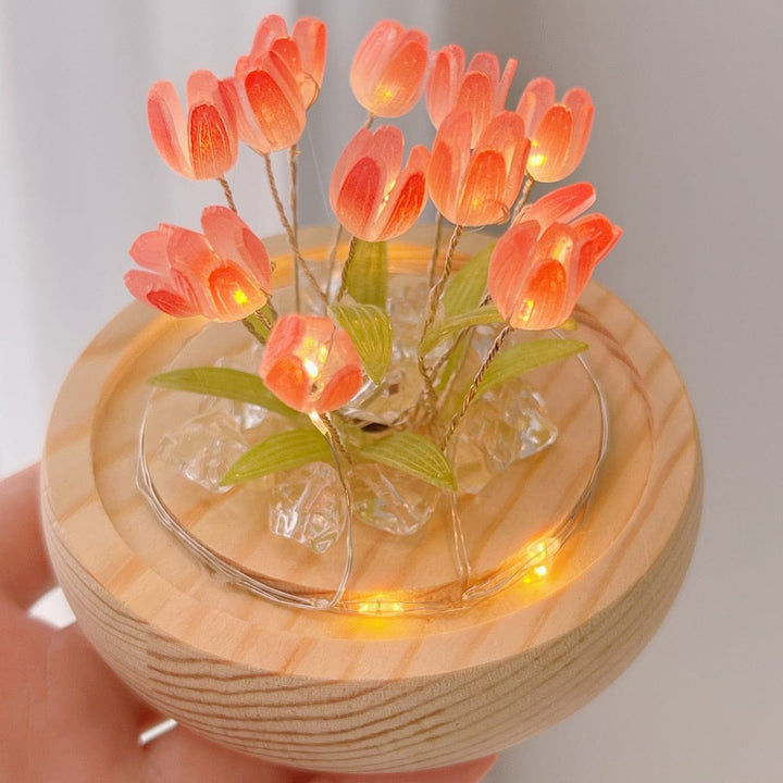 Tulpen Nachtlicht LED mit Batterien – Beruhigendes kabelloses Licht für Schlafzimmer und Kinderzimmer | Karnz