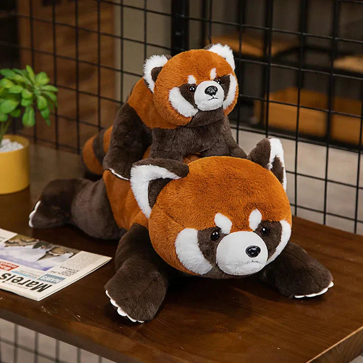 Karnz | Liegender Flauschiger Roter Panda Lebensechter Plüschspielzeug
