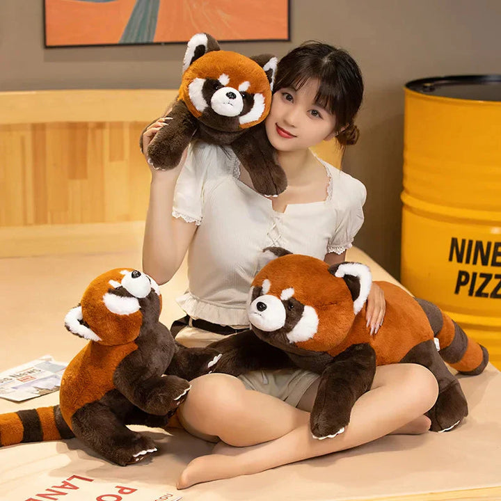 Karnz | Liegender Flauschiger Roter Panda Lebensechter Plüschspielzeug