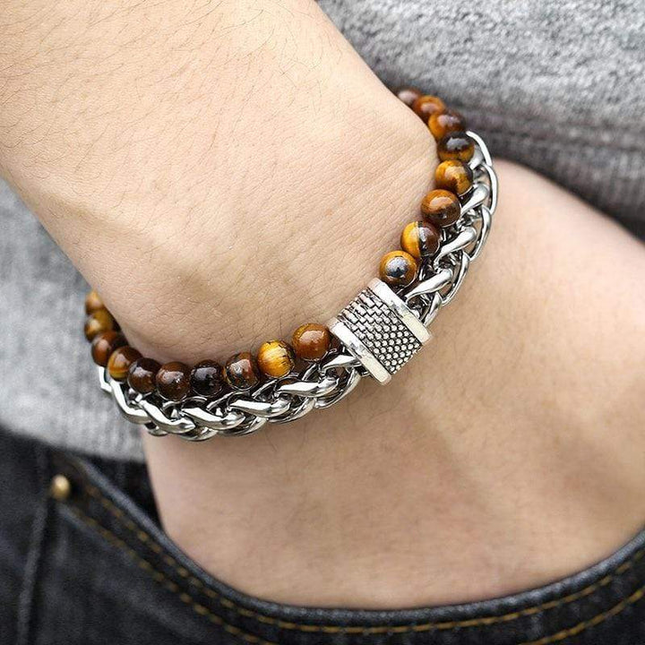 Tiger Eye Perlenarmband für Herren "Der Krieger" - Asher Karnz