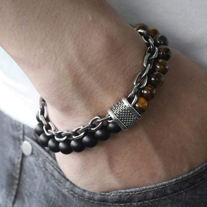 Tiger Eye Perlenarmband für Herren "Der Krieger" - Asher Karnz