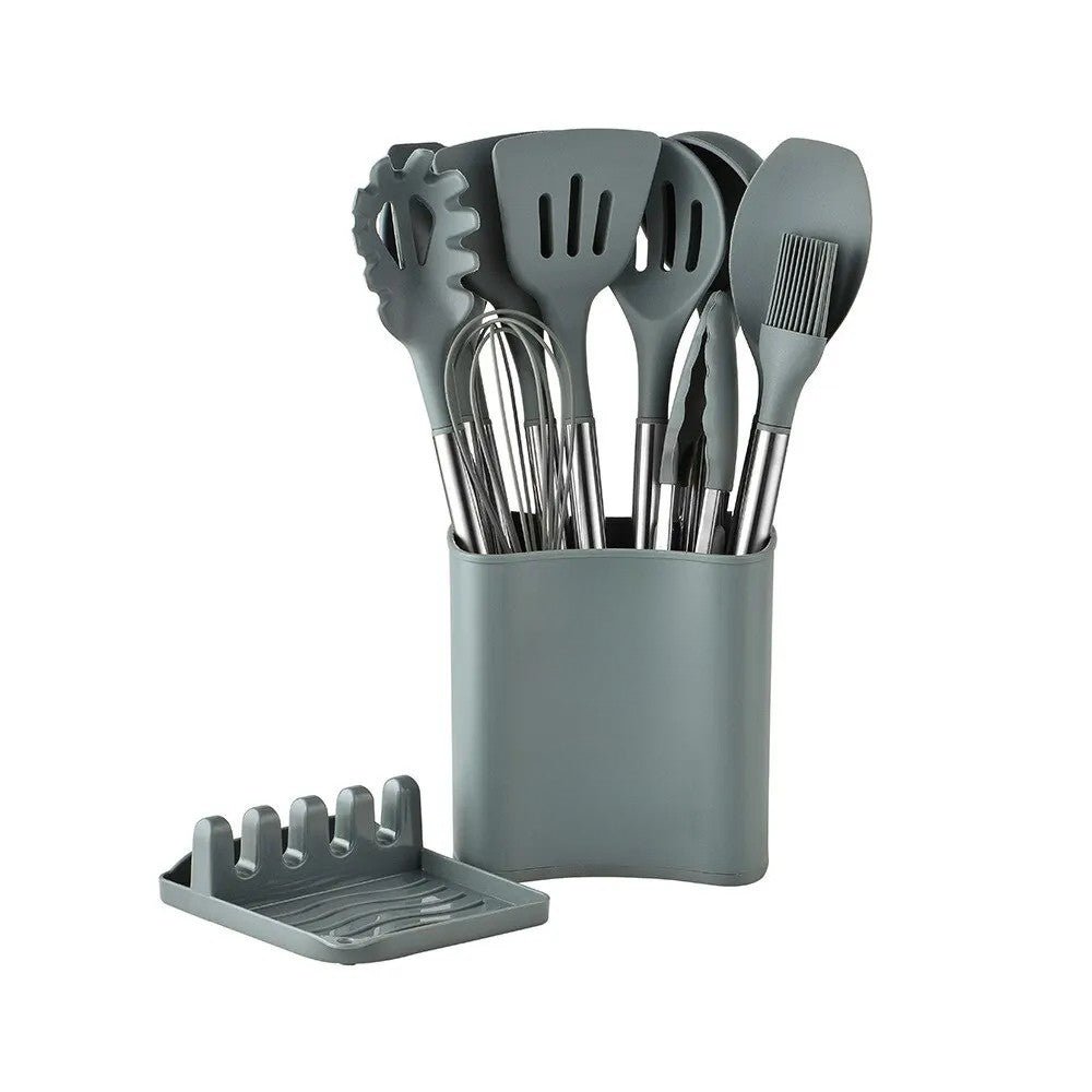 KITCHENORA – Komplettes Küchenhelfer-Set mit Silikonköpfen und Griffen in Holzoptik