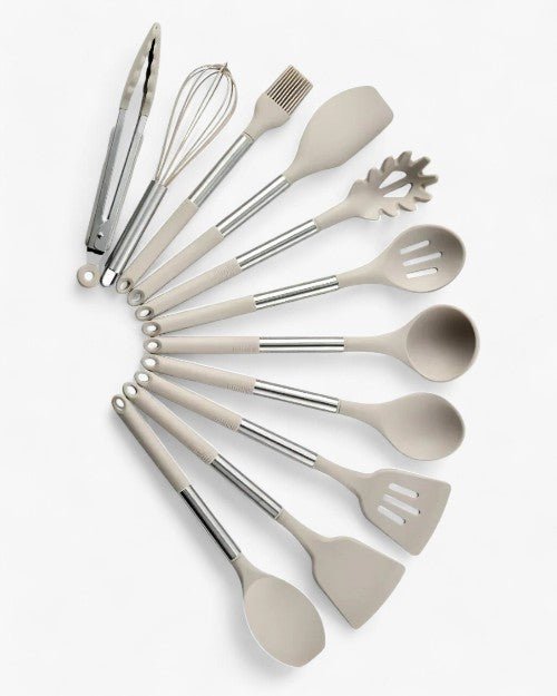 KITCHENORA – Komplettes Küchenhelfer-Set mit Silikonköpfen und Griffen in Holzoptik