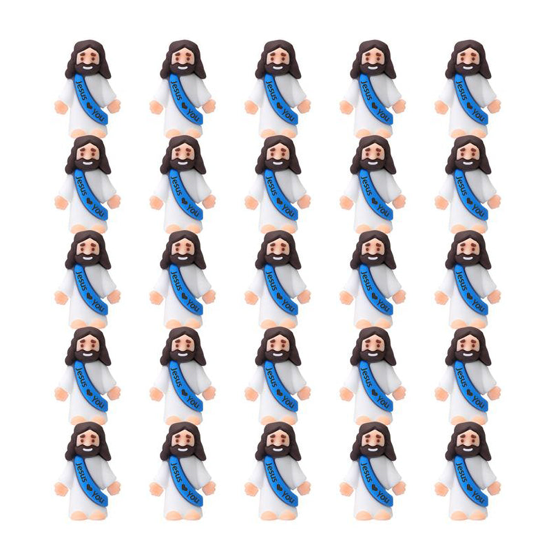 Mini-Jesusfiguren mit dem Slogan „Jesus liebt dich“