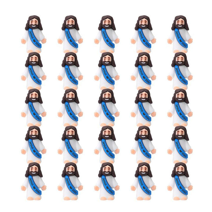 Mini-Jesusfiguren mit dem Slogan „Jesus liebt dich“