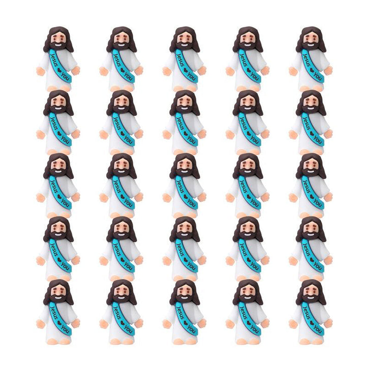Mini-Jesusfiguren mit dem Slogan „Jesus liebt dich“