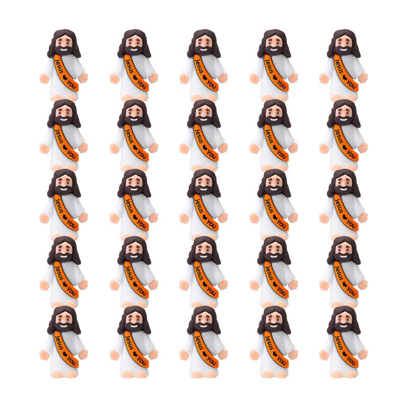 Mini-Jesusfiguren mit dem Slogan „Jesus liebt dich“