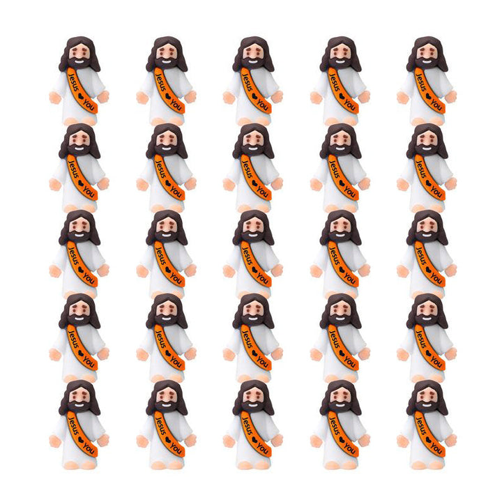 Mini-Jesusfiguren mit dem Slogan „Jesus liebt dich“