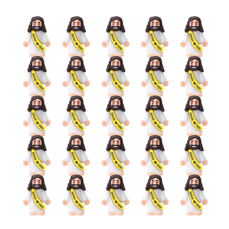 Mini-Jesusfiguren mit dem Slogan „Jesus liebt dich“