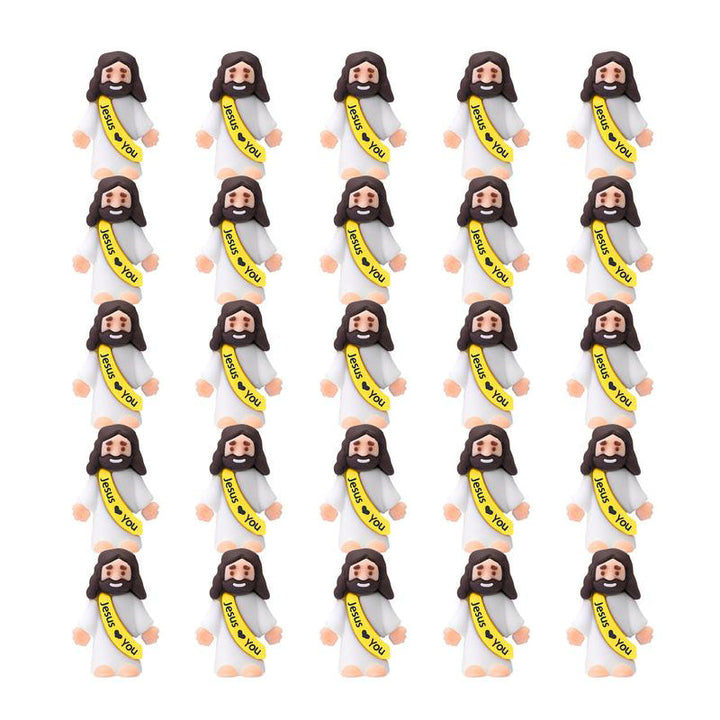 Mini-Jesusfiguren mit dem Slogan „Jesus liebt dich“