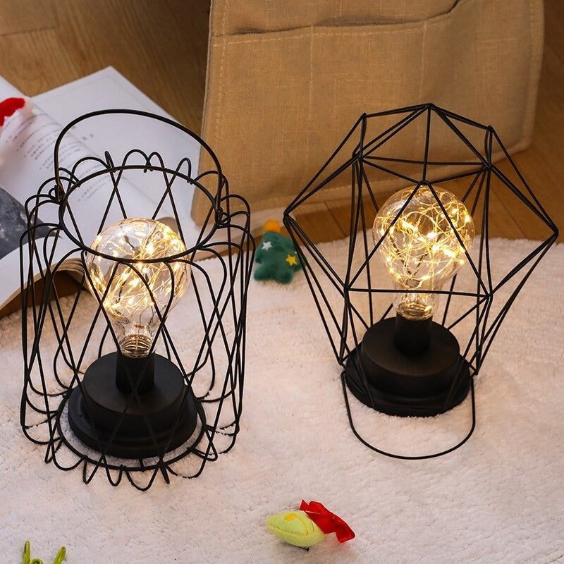 Industrielle Akku-Bedseitenlampe mit bunten Perlen | Karnz