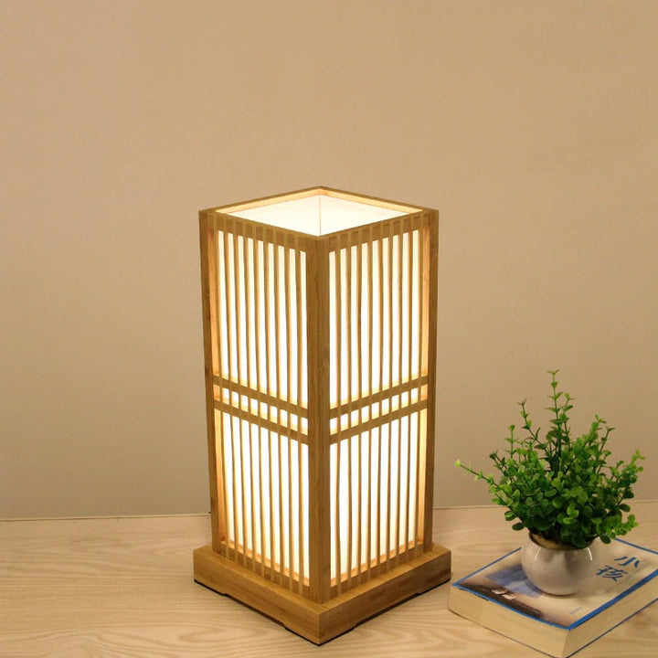 Tatami Japanische Nachttischlampe mit Holz-Bambusschirm | Karnz