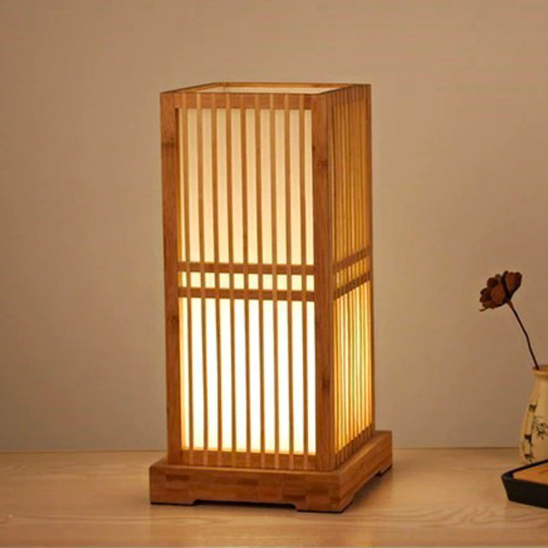 Tatami Japanische Nachttischlampe mit Holz-Bambusschirm | Karnz
