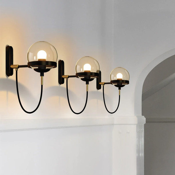 Chic Design Wand Nachttischlampe Wandleuchte mit Glasballschirm | Karnz