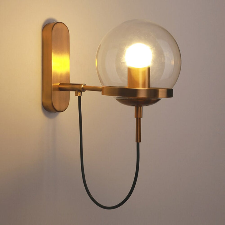 Chic Design Wand Nachttischlampe Wandleuchte mit Glasballschirm | Karnz