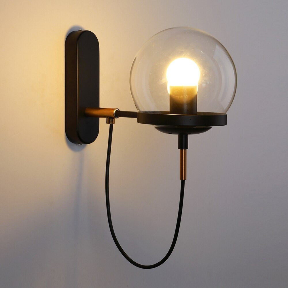 Chic Design Wand Nachttischlampe Wandleuchte mit Glasballschirm | Karnz