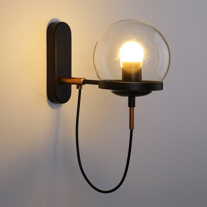 Chic Design Wand Nachttischlampe Wandleuchte mit Glasballschirm | Karnz