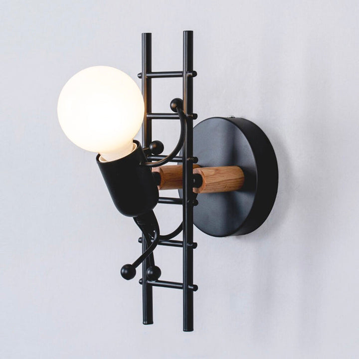 Industrielle Original Wand Nachttischlampe mit Metall und Holz | Karnz