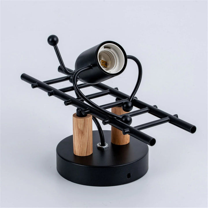 Industrielle Original Wand Nachttischlampe mit Metall und Holz | Karnz