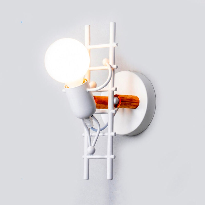 Industrielle Original Wand Nachttischlampe mit Metall und Holz | Karnz
