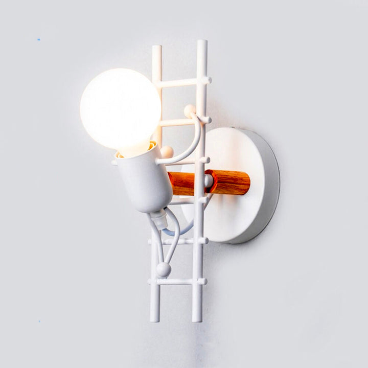Industrielle Original Wand Nachttischlampe mit Metall und Holz | Karnz