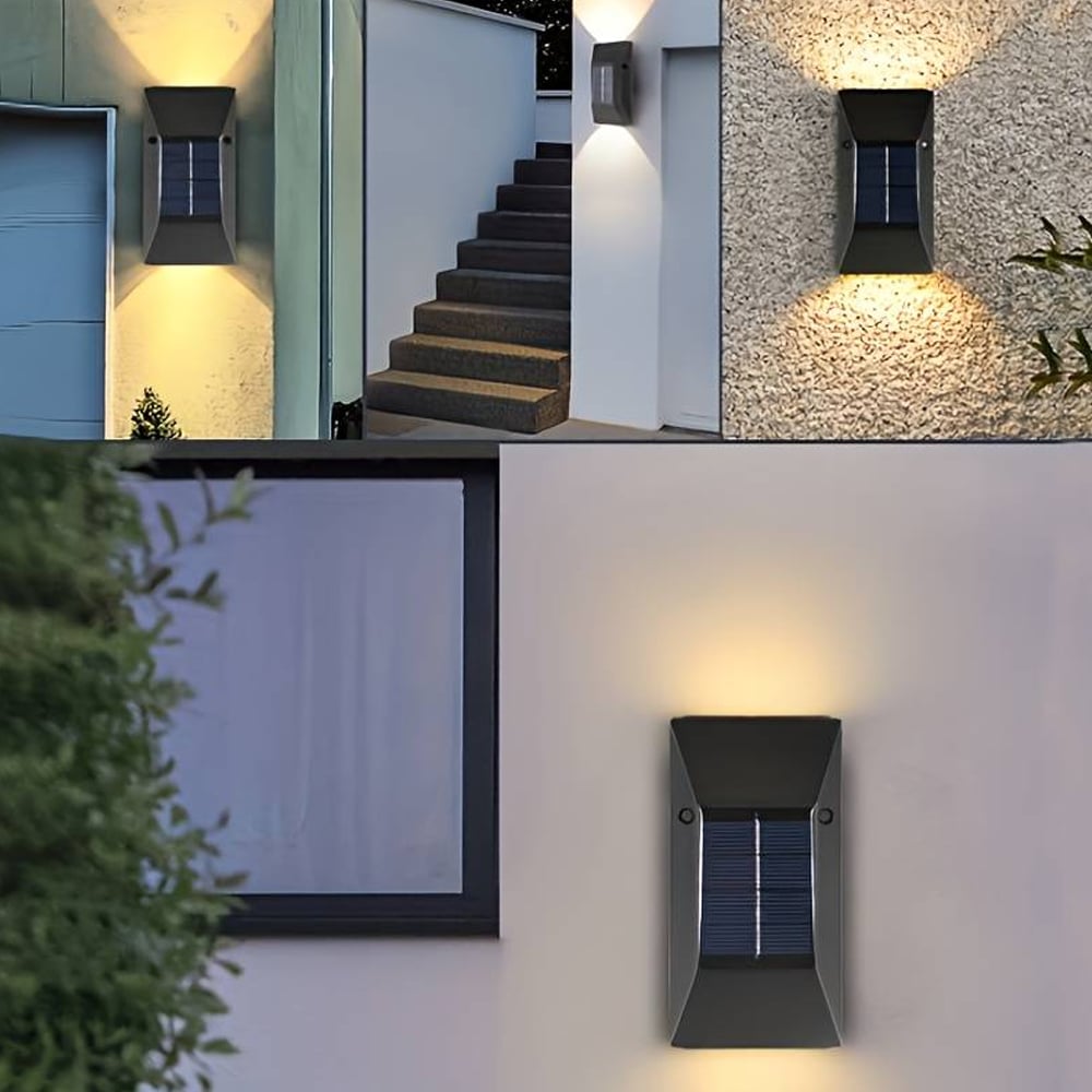 LED-Solarzellen-Wandleuchte (Up-Downlight), 2 Stk. Schwarz | Karnz