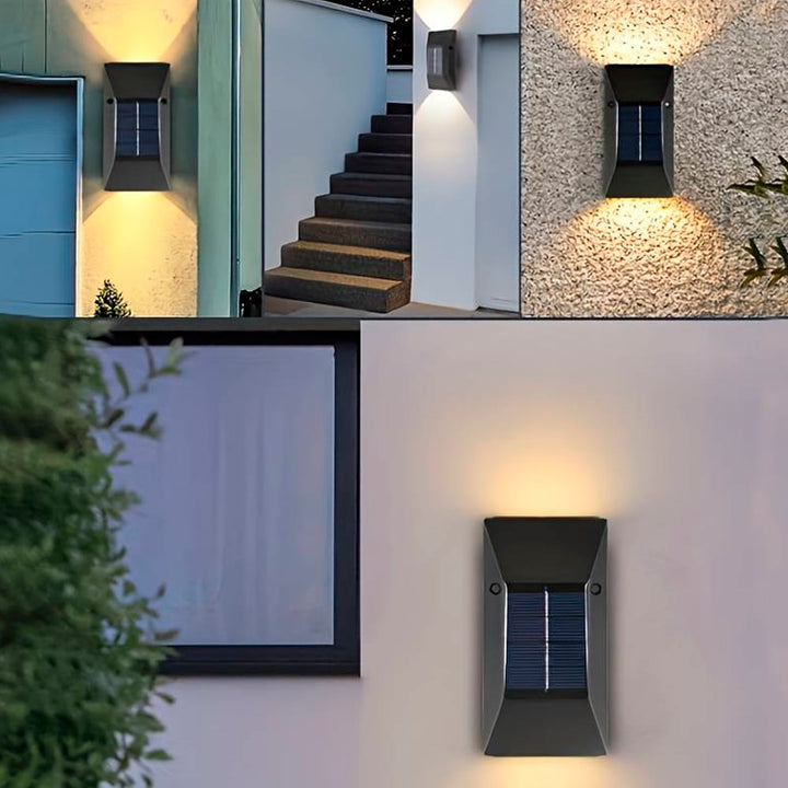 LED-Solarzellen-Wandleuchte (Up-Downlight), 2 Stk. Schwarz | Karnz