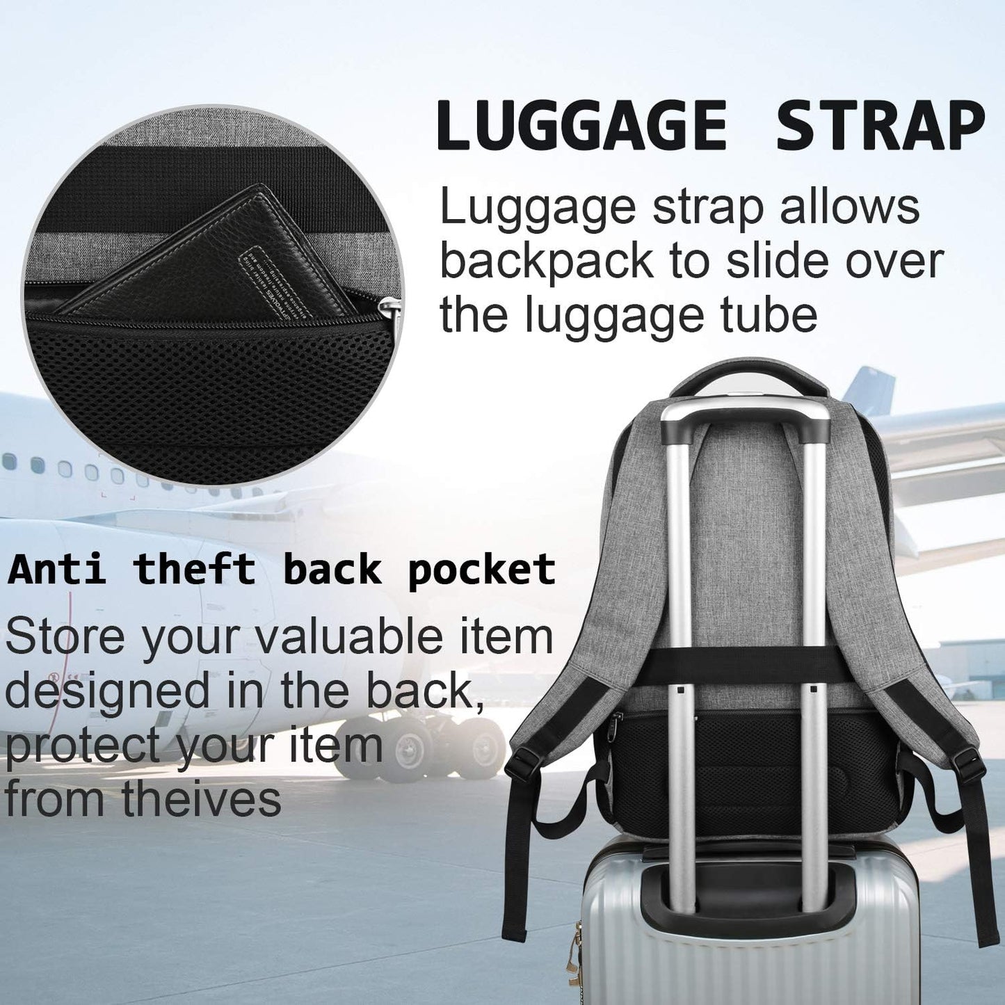 Slim Anti-Diebstahl Laptop Rucksack mit USB-Ladeanschluss | Karnz