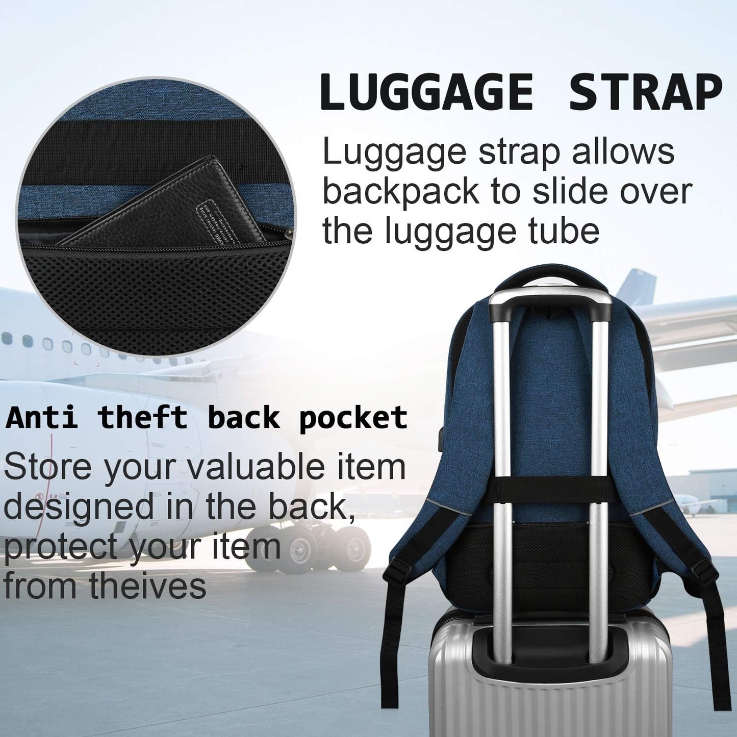 Slim Anti-Diebstahl Laptop Rucksack mit USB-Ladeanschluss | Karnz