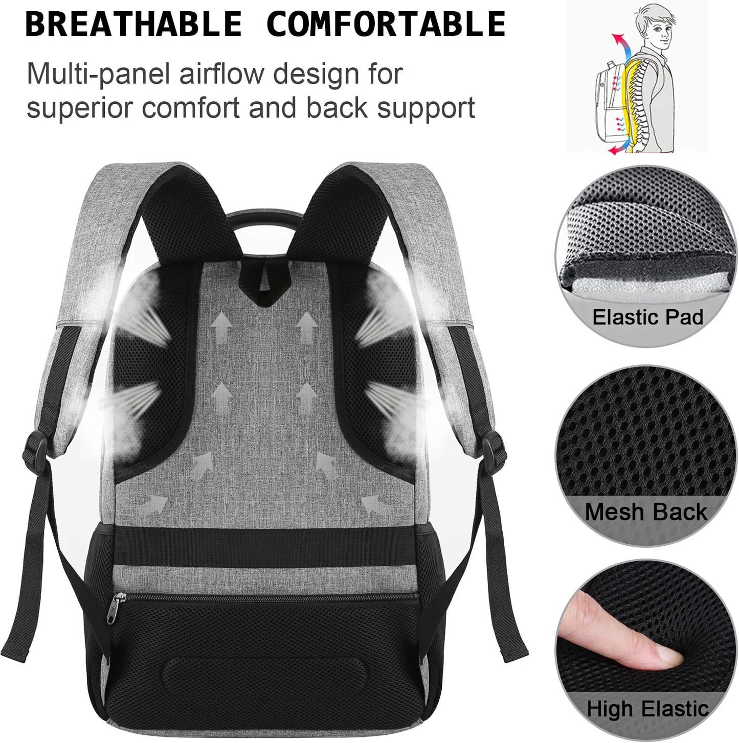 Slim Anti-Diebstahl Laptop Rucksack mit USB-Ladeanschluss | Karnz