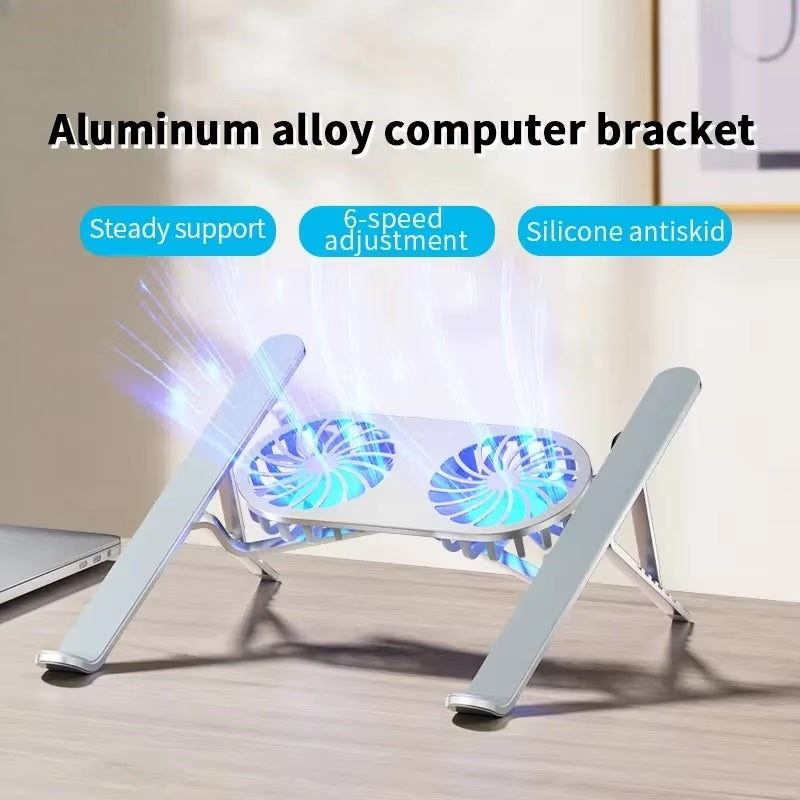 Faltbarer Laptopständer mit um 360° drehbaren Lüftern und verstellbarer Höhe
