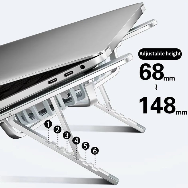 Faltbarer Laptopständer mit um 360° drehbaren Lüftern und verstellbarer Höhe