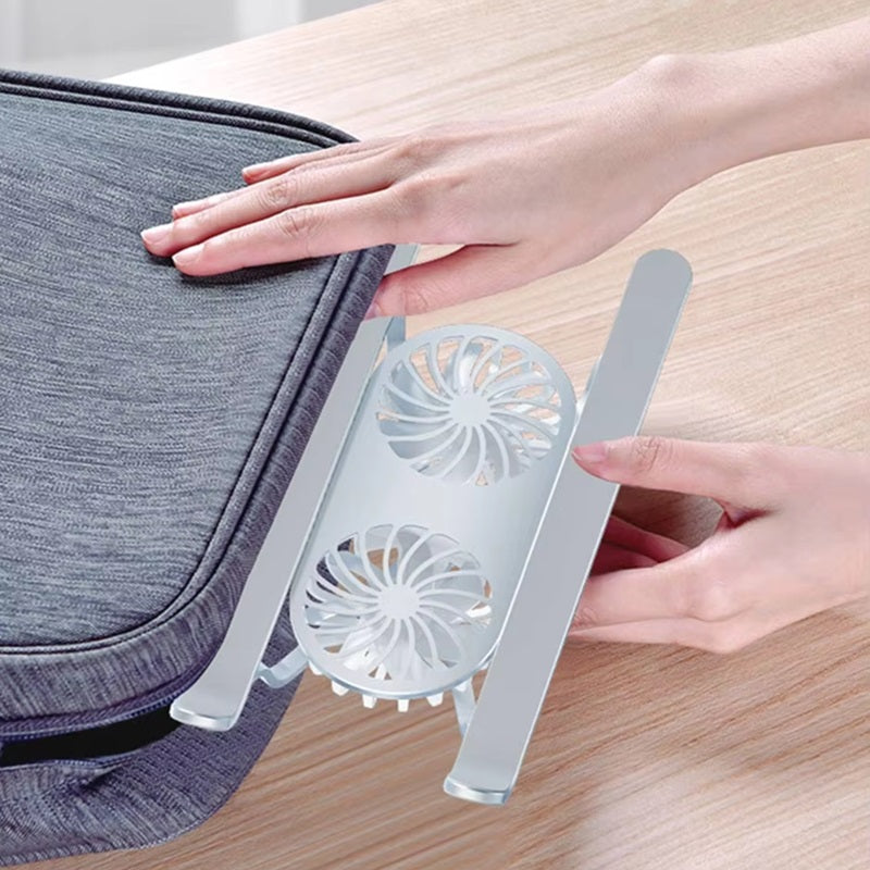 Faltbarer Laptopständer mit um 360° drehbaren Lüftern und verstellbarer Höhe