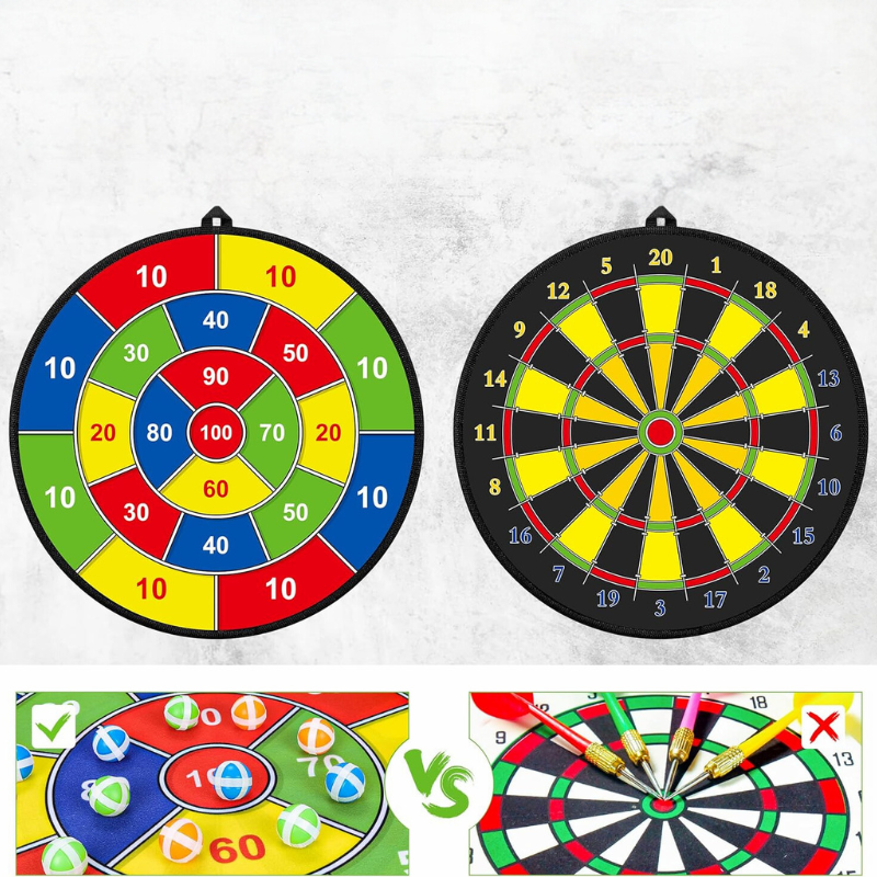 Große Dartscheibe für Kinder mit Klebebällen und Darts – PlayTarget