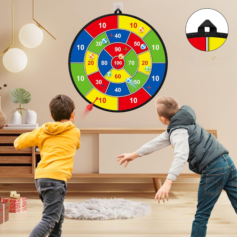 Große Dartscheibe für Kinder mit Klebebällen und Darts – PlayTarget