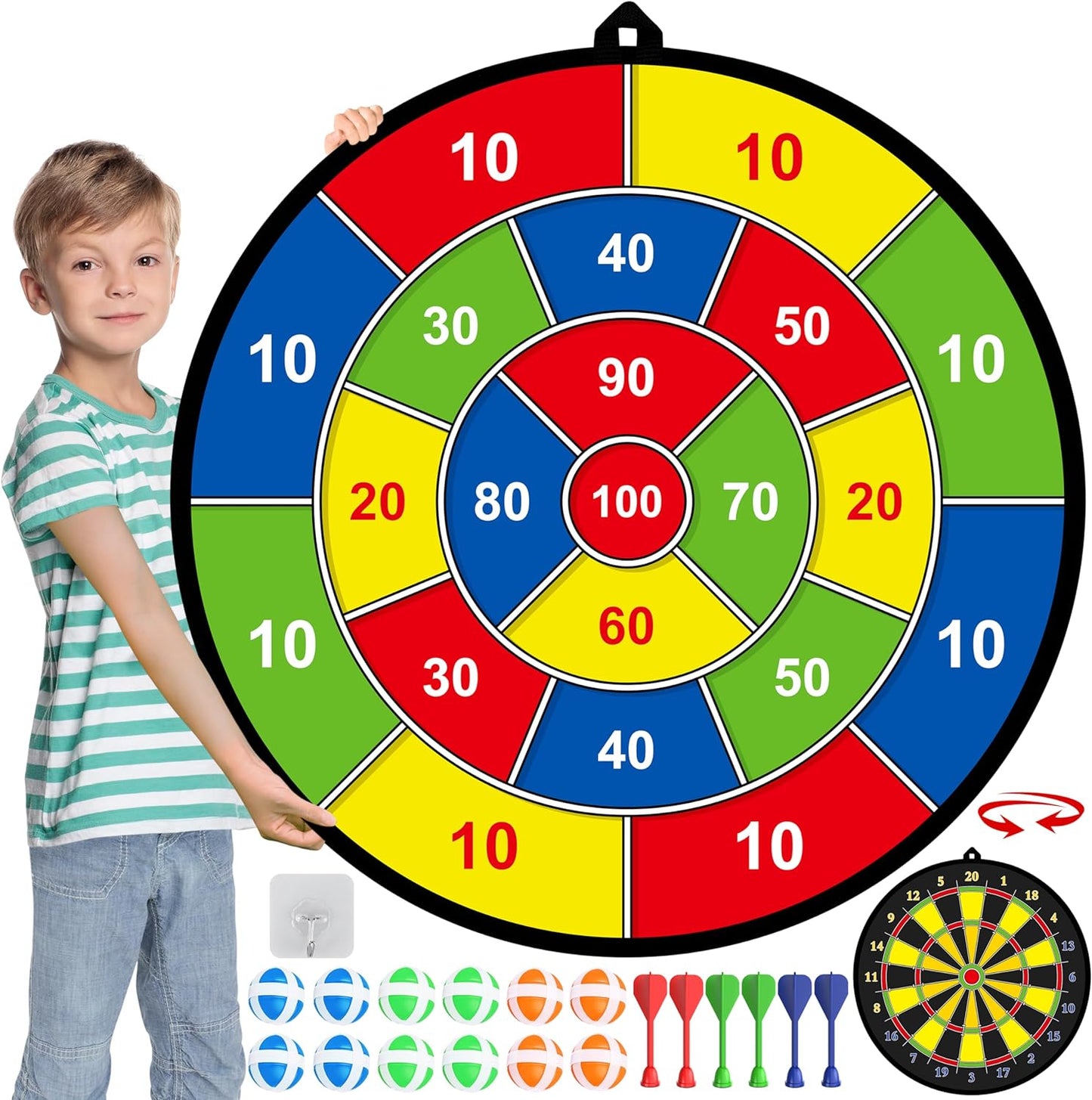 Große Dartscheibe für Kinder mit Klebebällen und Darts – PlayTarget