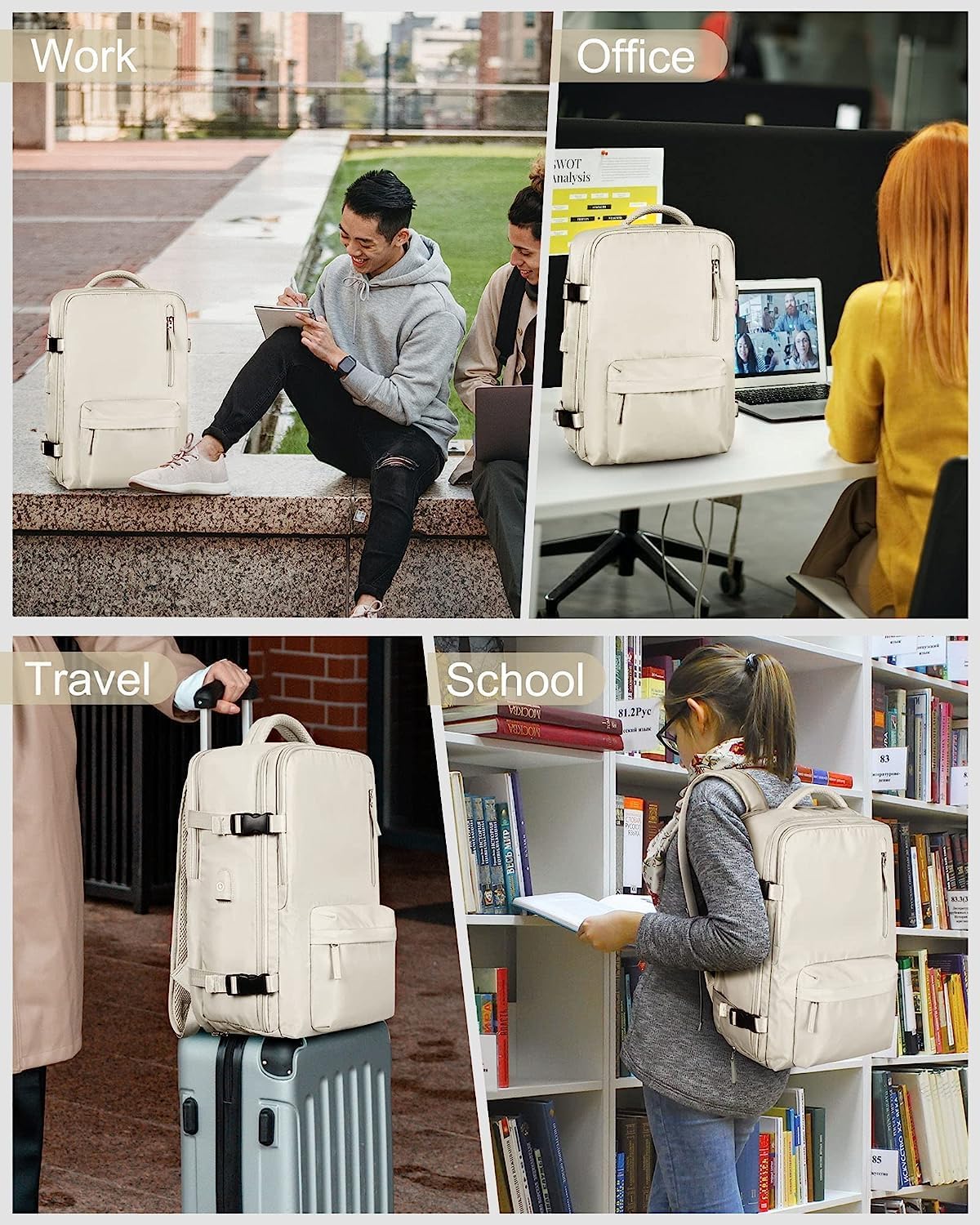 Wasserfester Reise-Rucksack mit Schuhfach & USB-Anschluss – 14" Laptop geeignet | Karnz